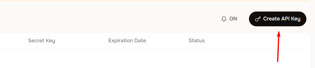 The Fish Audio API Keys page with the Create API Key button on the right