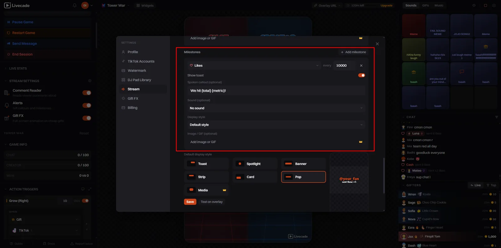 More alert rules including share and milestone settings