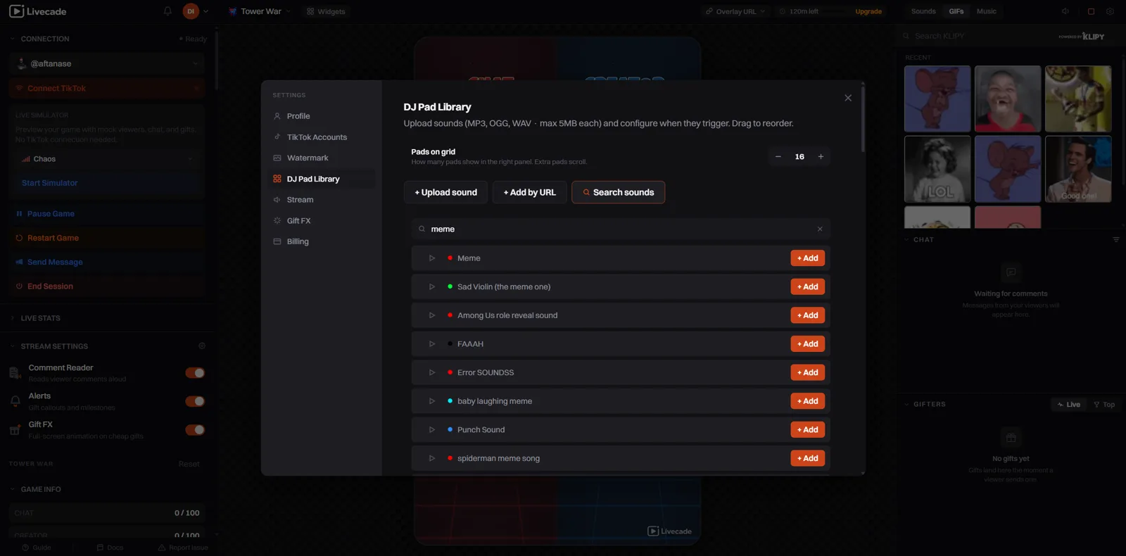 Searching the built-in sound library